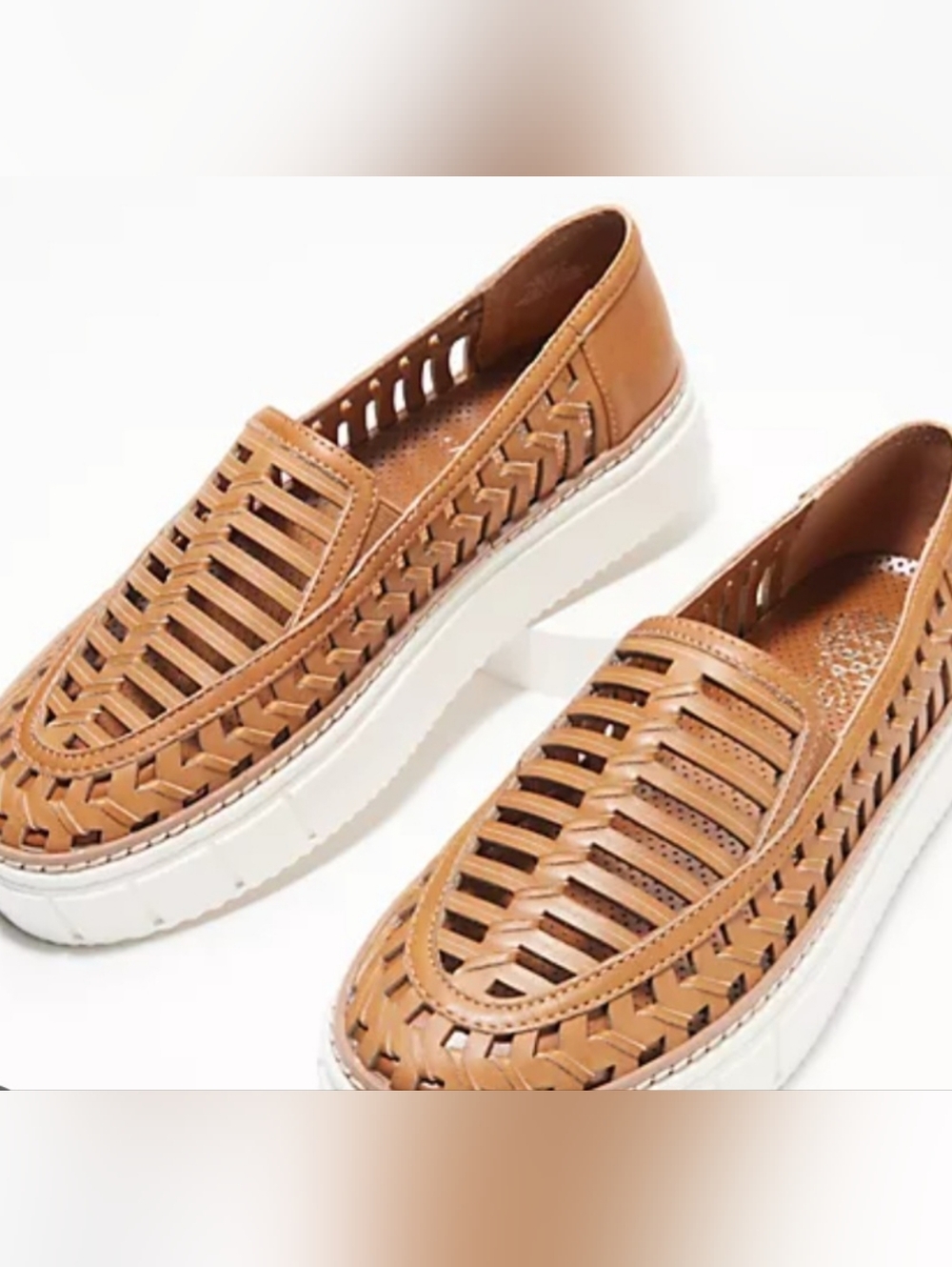 Vince Camuto Tan Leather Cut Out Slip-on Loafer Style